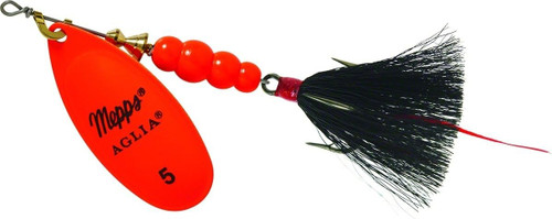 Mepps Aglia Distressed Treble Fishing Lure, Hot Orange Black 1/2 Oz