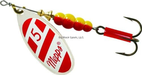 Mepps Aglia Plain Treble Fishing Lure, Silver/Red 1/2 Oz - B5 S/RW