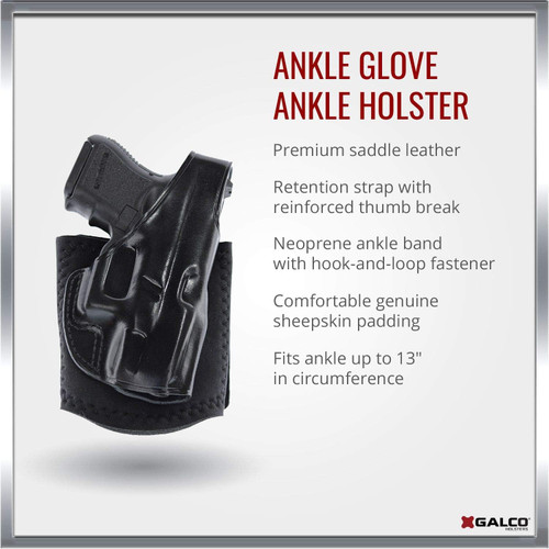 Galco Ankle Glove Holster Compatible With Glock 26 27 33 Right Hand