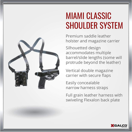 Galco Miami Classic Shoulder Holster for 1911 5" Black RH MC212B