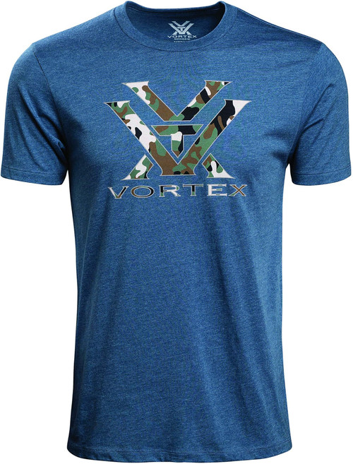 Vortex Optics Logo Short Sleeve T Shirt Blue Heather Camo Medium