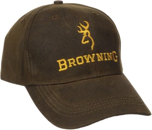 Browning Dura Wax Logo 6 Panel Hat Cap OSFA Brown