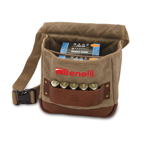 Benelli Lodge Collection Large Shell Pouch Olive Waxed Cotton
