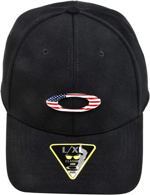 Oakley Men's Tin Can Cap Black American Flag LG XL