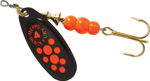Mepps Aglia Plain Treble 1/3 Oz Size 4 Black Fury Red Dot - BF4 FL