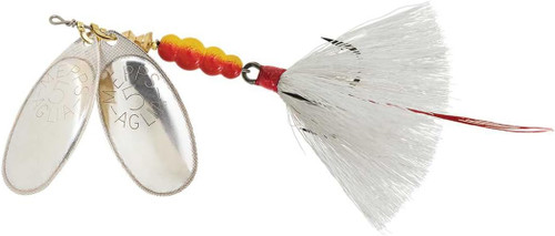Mepps Dbl Blade Dressed Agila 11/16 Oz Size 5 Silver Blades White BD5T S2-W