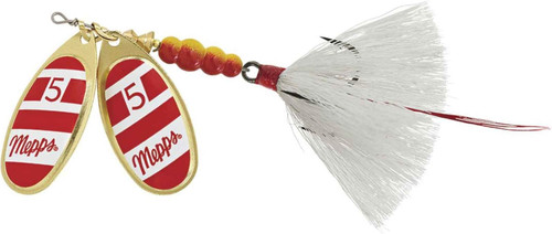 Mepps Dbl Blade Dressed Agila 11/16 Oz, Size 5 Gold/Red-White White Tail
