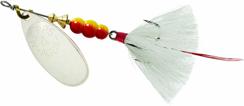 Mepps Aglia Dressed Treble Spinner Silver/White 4, 1/3 Oz - B4ST S-W