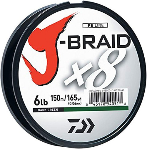 Daiwa J-Braidx8 Fishing Line Dark Green 20Lb 165Yd  - JB8U20-150DG