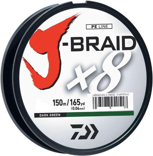 Daiwa J-Braidx8 Fishing Line Dark Green 15Lb 165Yd  - JB8U15-150DG