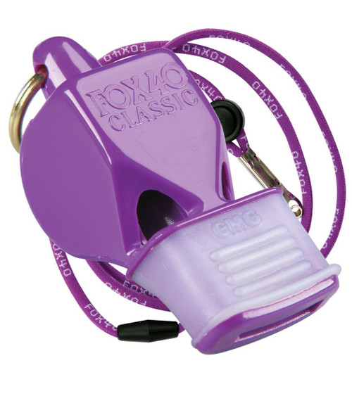 Fox 40 Classic CMG Pealess Safety Whistle, 115 dB, Purple, Lanyard