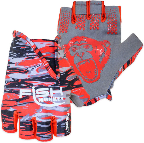 Fish Monkey Gloves Stubby Guide Glove Voodoo Swamp Red Large - FM18-VSR-L