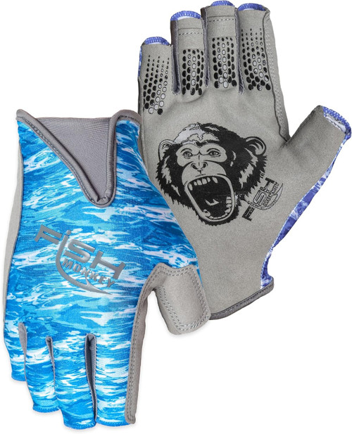 Fish Monkey Pro 365 Fingerless Fishing Guide Glove Blue Water Camo 2XL