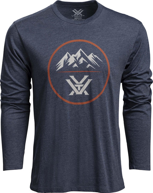 Vortex Optics Three Peaks Long Sleeve Shirts Navy Heather - X-Large