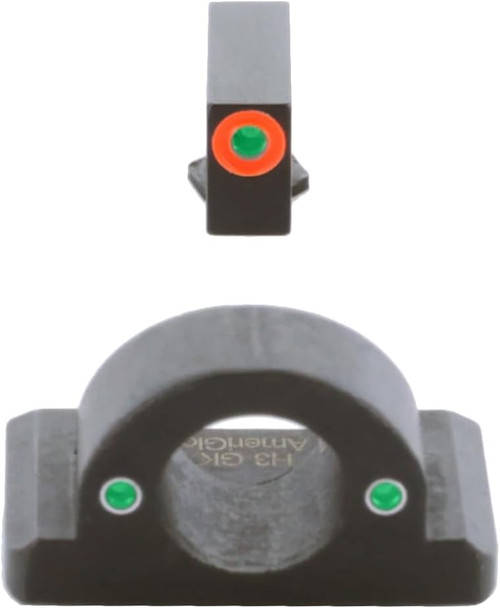AmeriGlo Ghost Ring Style Night Sights Green Tritium/Orange Outline Front