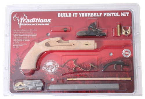 Traditions Trapper Pistol Kit Flintlock Hardwood 50 Cal 9.75"BBL