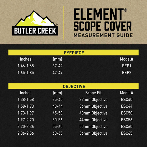 Butler Creek Element Scope Cap Objective 55-60mm Black Riflescope Cap ESC60
