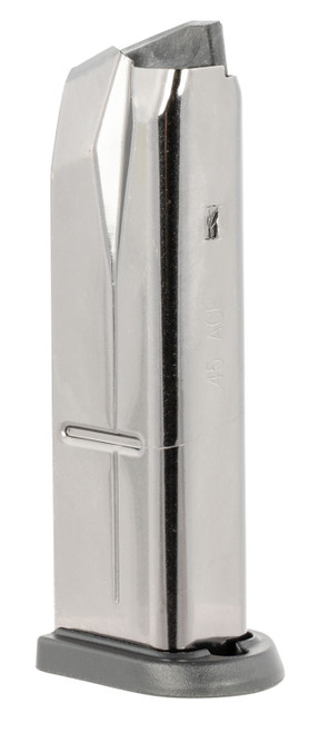 FNX-45 Magazine Polished Stainless Steel Black Polymer Base Pad 10Rd 45ACP