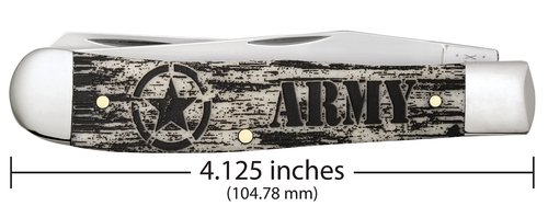 Case XX Trapper U.S. Army Embellished Smooth Natural Bone Clip Blade -15032