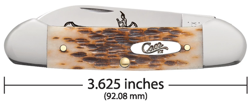 Case XX Canoe Peach Seed Clip, Pen Blade Jigged Amber Bone Handle - 00263