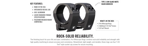 Vortex Pro Riflescope Rings High Height 34MM Picatinny & Weaver Mounts