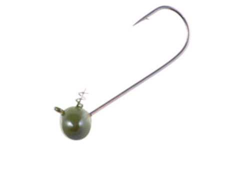 Owner Ultra Head Shaky Football TwistLock Hooks 1/8oz 4/0 Size 4Pcs Green