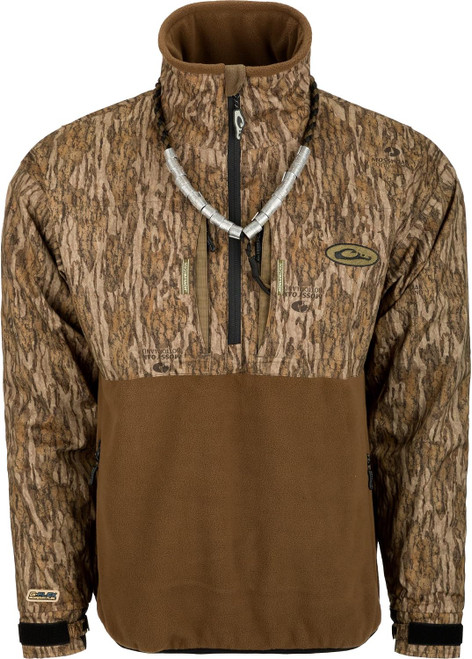 Drake Waterfowl Camo MST G-Flex Eqwader 1/4 Zip Pullover Bottomland Large