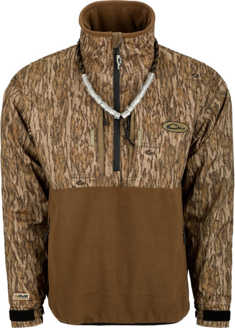 Drake Waterfowl Camo MST G-Flex Eqwader 1/4 Zip Pullover Bottomland Large