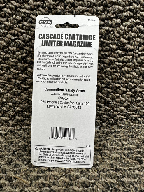 CVA Cascade Cartridge Limiter Magazine Bolt Action Rifles 350 LGND/450 BSH