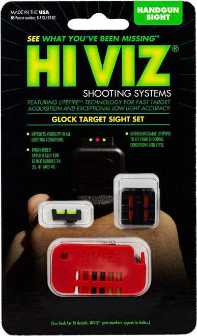 HIVIZ Target Sight Set Glock 34,35,41, & 40 Includes Changeable Litepipes
