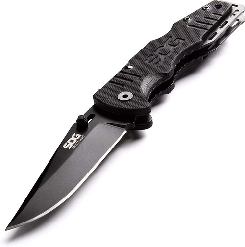 SOG Salute Mini EDC Pocket Flipper Knife W/ 3.1" Clip Point Blade - Black