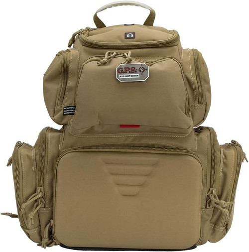 G.P.S. Handgunner Range Backpack W/ Foam Cradle For 4 Handguns Storage -Tan