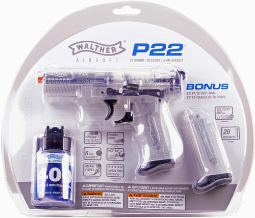 Umarex Elite Force Walther P22 Spring Powered 6mm BB Airsoft Gun Clear
