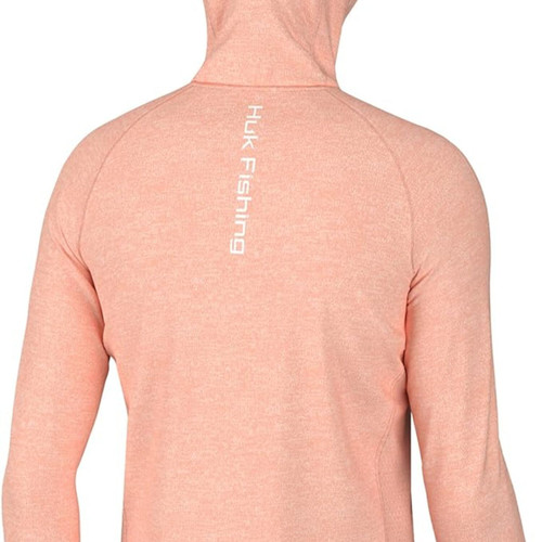 HUK Men's Standard Pursuit Hoodie Fishing Shirt Peach Nectar Medium