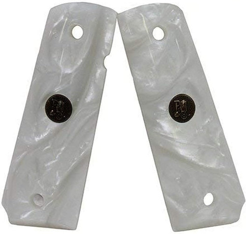 Pachmayr Custom Series Brilliant White Pearl Grips Smooth For 1911 -62001