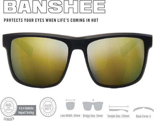 Vortex Optics Banshee Sunglasses Black Frame Amber Lens/Gold Mirror