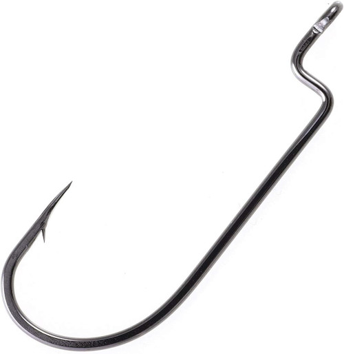 Owner American Black Chrome Offset Shank Wide Gap Worm Hook #1/0