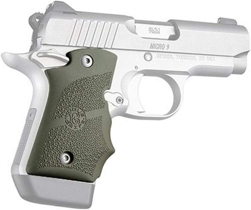 Hogue Kimber Micro 9 Rubber Grip Finger Grooves Ambi Safety - OD Green
