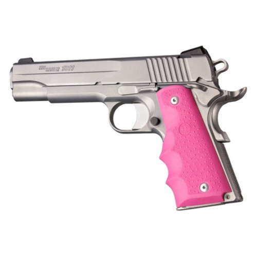 Hogue Govt. 1911 Model Overmolded Rubber Grip With Finger Grooves Pink