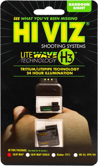 Hi-Viz Sight Set S&W M&P Green/Orange Litepipes W/Orange Front Ring - Black