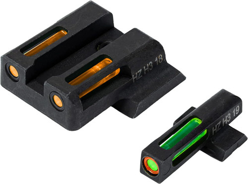 Hi-Viz Sight Set S&W M&P Green/Orange Litepipes W/Orange Front Ring - Black Hi-Viz Sight Set S&W M&P Green/Orange Litepipes W/Orange Front Ring - Black
