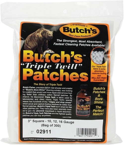 Lyman 3" Square Triple Twill Cleaning Patches 10/12/16g Shotguns 300 Pack