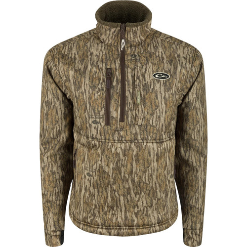 Drake 1/4 Zip Hole Shot Hooded Windproof Eqwader Bottomland Large