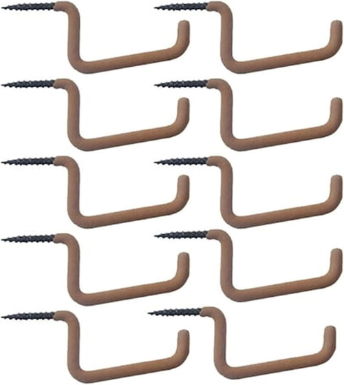 HME Bow & Gear Dual Accessory Hooks W/ Soft/Quiet No Slip Coating 10Pk BLK
