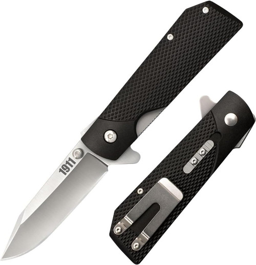 Cold Steel 1911 Folding Knife W/ Liner Lock, Checkered Griv-Ex Handle - Blk