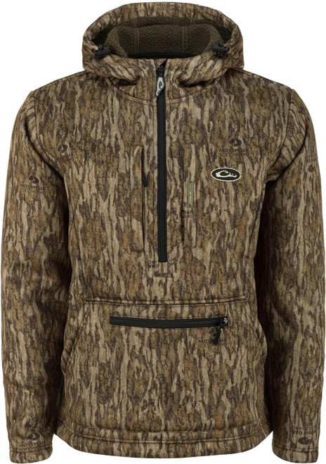 Drake Waterfowl Men's 1/4 Zip Hunting Hoodie Mossy Oak Bottomland Medium