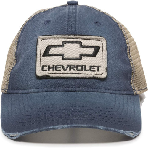 Outdoor Cap Chevrolet Cotton Twill Hat Mesh/Snap Back - Navy/Khaki - GEN15A