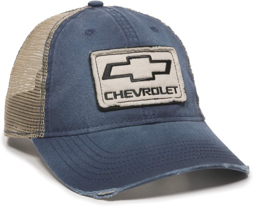 Outdoor Cap Chevrolet Cotton Twill Hat Mesh/Snap Back - Navy/Khaki - GEN15A