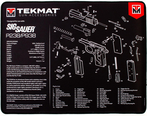 TekMat Ultra 20 Premium 15"X20" - 1/4" Thick Handgun Cleaning Mat Sig Sauer