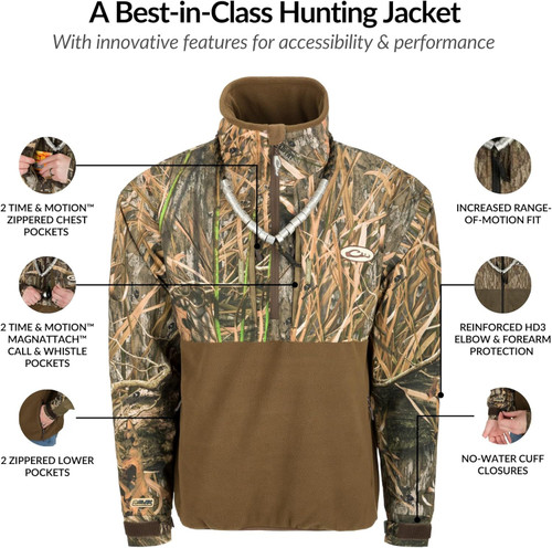 Drake Waterfowl MST G-Flex Eqwader 1/4 Zip Jacket Shadowgrass Habitat 2XL